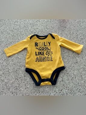 Carter's Yellow Long-Sleeve One-Piece Bodysuit with Navy Trim